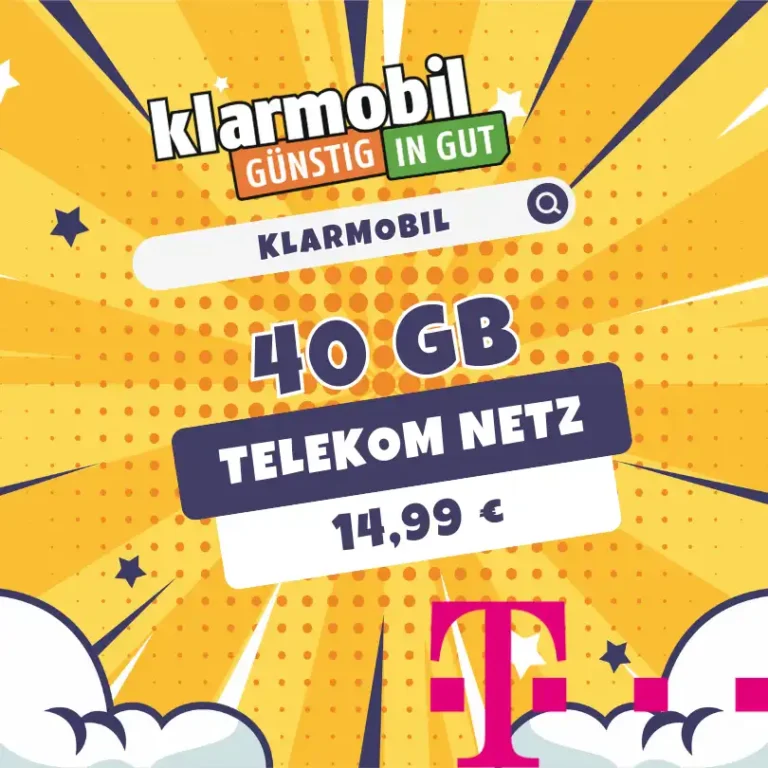 Klarmobil 40 GB 5G für 14,99 € (Telekom D1-Netz)