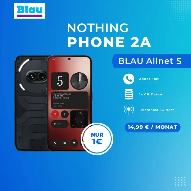 Nothing Phone 2a 128 GB für 1€ mit 14 GB Blau Flat für eff. 5,32€