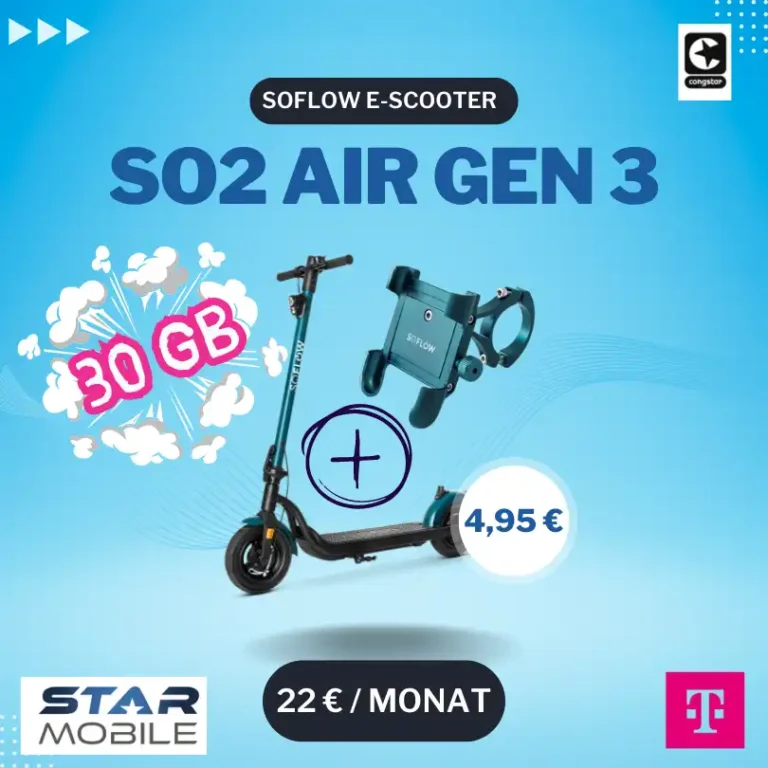 SoFlow SO2 Air für 4,95€ mit 30GB Telekom Flat für 22€ eff. 5,33€