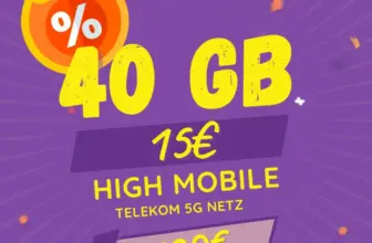 🔥 High Mobile: D1-Tarife 40GB für 15€ mit 100€ Cashback