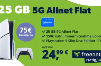 Playstation 5 Bundle für 75€: 25GB 5G Allnet Flat eff. für 1,66€