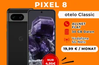 Google Pixel 8 für 4,95€ mit otelo Flat 30GB für 19,99€ eff. -2,26€
