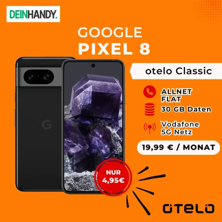 Google Pixel 8 für 4,95€ mit otelo Flat 30GB für 19,99€ eff. -2,26€