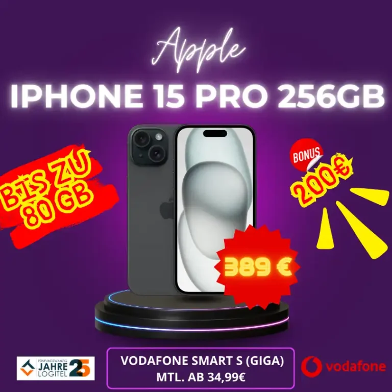 Vodafone Smart S + iPhone 15 Pro 256GB für 34,99€ | Eff. 5,37€/M
