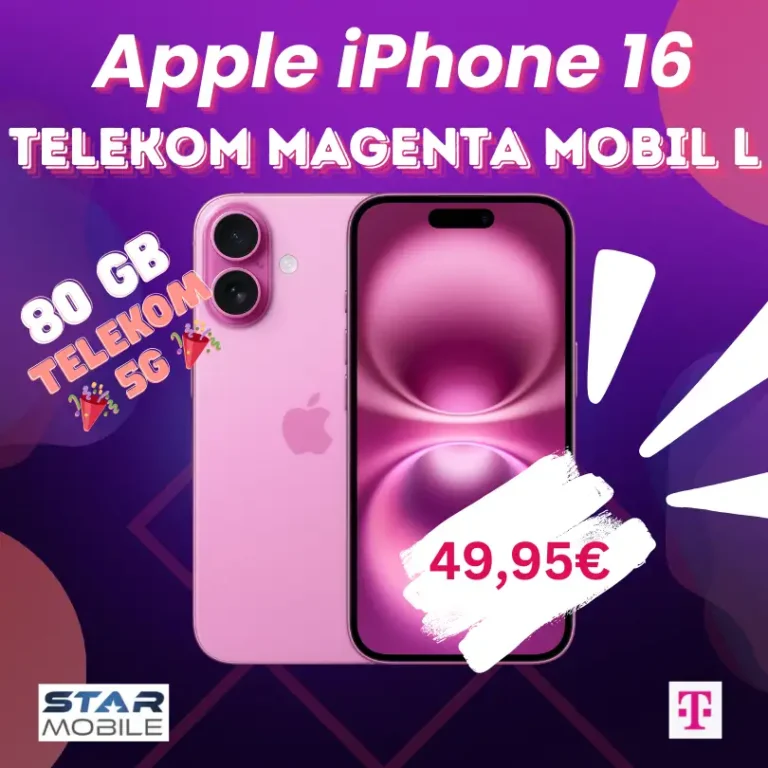Apple iPhone 16 mit Telekom Magenta L: Eff. nur 27,86 €/Monat