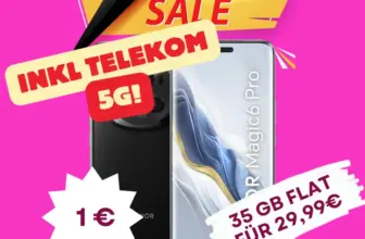 Honor Magic 6 Pro für 1€ mit 35GB Telekom 5G für 29,99€