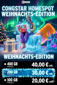 congstar Homespot 2025 ✓ Bis 400 GB im Telekom-Netz ab 20 €