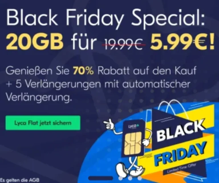 📱 Lyca Mobile: 20GB + 5G für 5,99€ – Black Week Deal