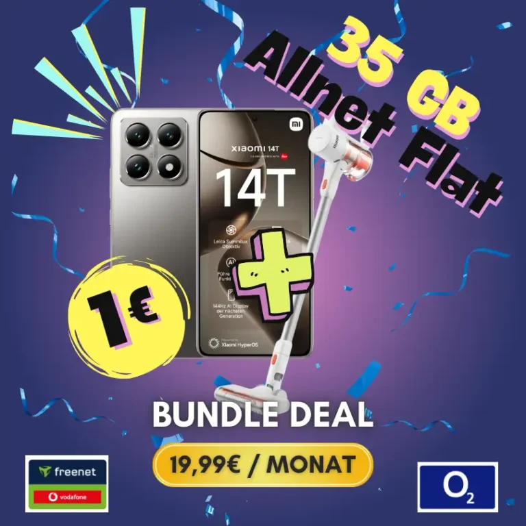 Xiaomi 14T + Staubsauger: -4,27€ eff. mit 35GB [Deal]