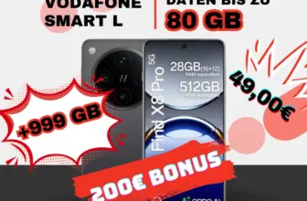 📱 Oppo Find X8 Pro: 80GB + 999GB extra für 5,41€ mtl