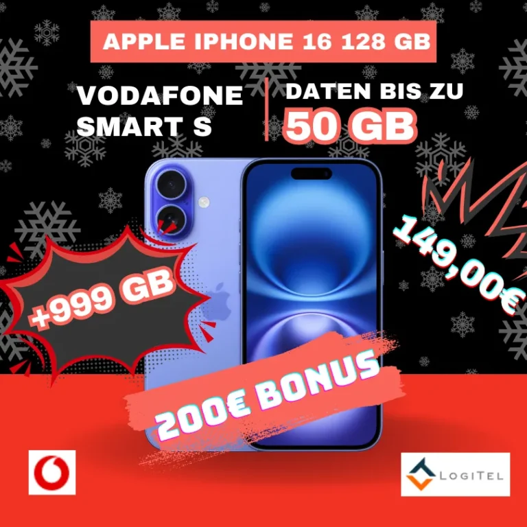 📱 iPhone 16 + 50GB Vodafone nur 3,91€ mtl | Top-Deal