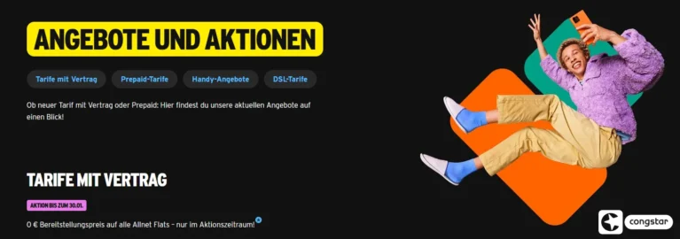 📱 congstar 2025: 0€ Anschlussgebühr + 5-300 GB