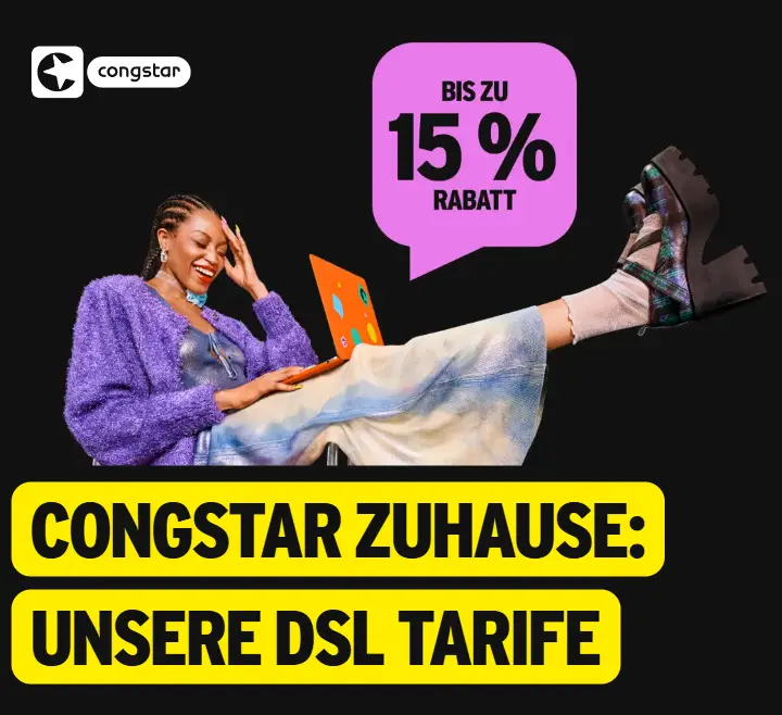 congstar DSL: 15% Rabatt & keine Anschlussgebühr! 🔥