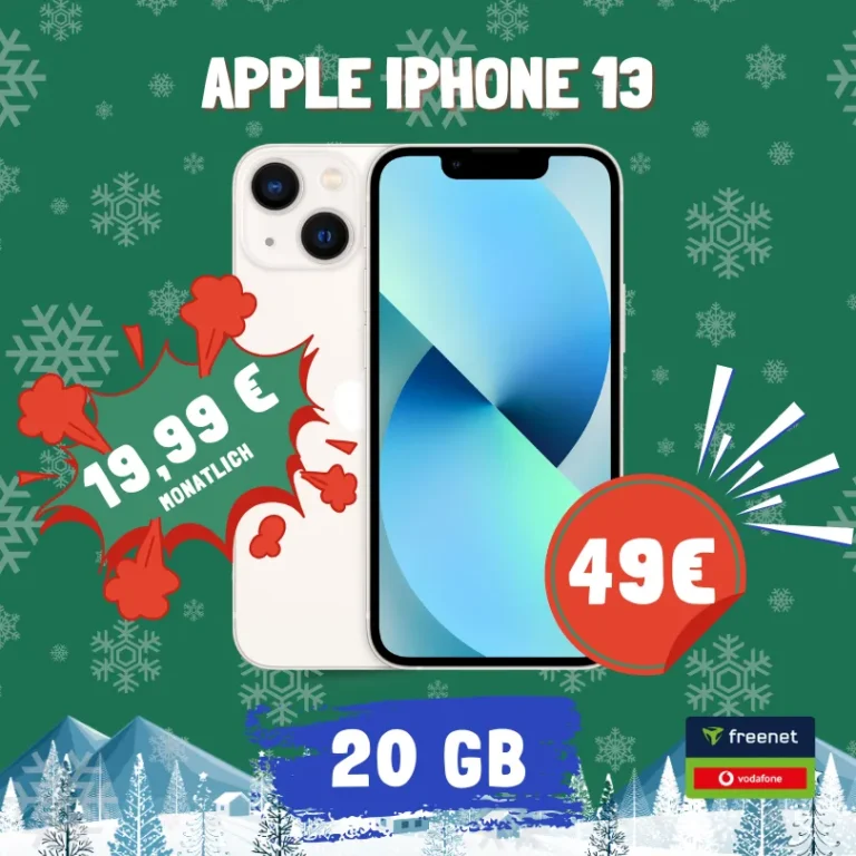 📱 iPhone 13 für 49€ + 20GB LTE für 19,99€ – eff. 1,45€ mtl