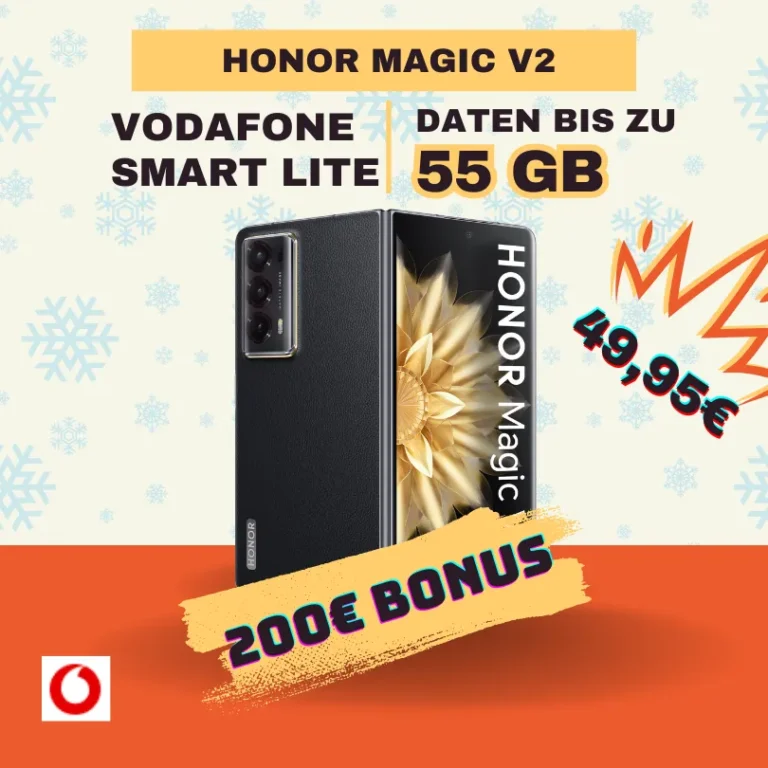 Honor Magic V2 📱 bis 55GB + 200€ Bonus: Top-Deal ab -11,22€