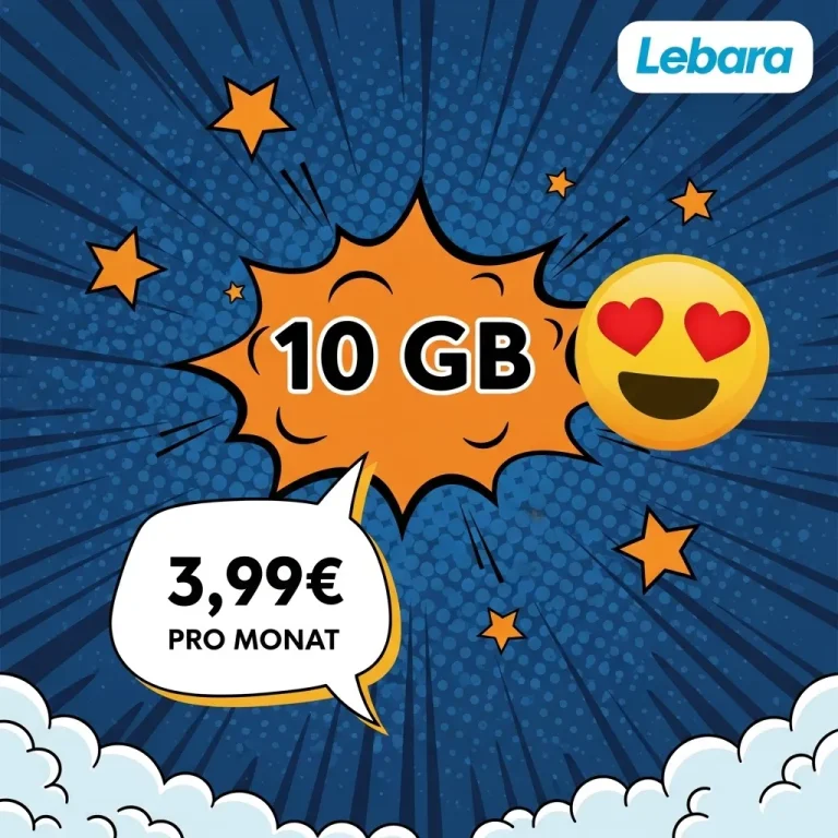 📱 LEBARA 10GB 5G Flex 3,99€ eff. 4,61€ O2-Netz