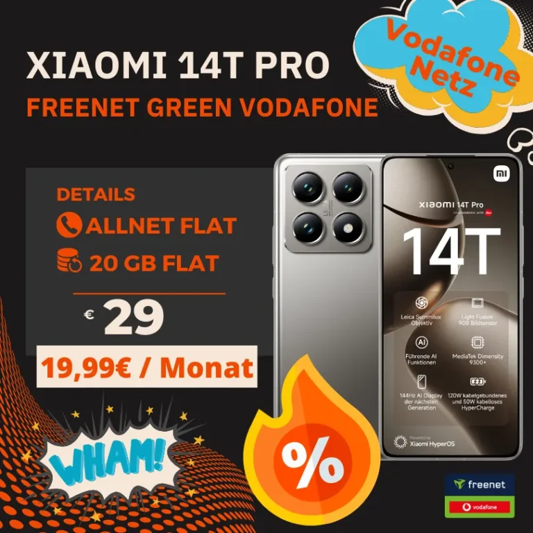 📱 Xiaomi 14T Pro + 20GB Vodafone nur -4,16€/M