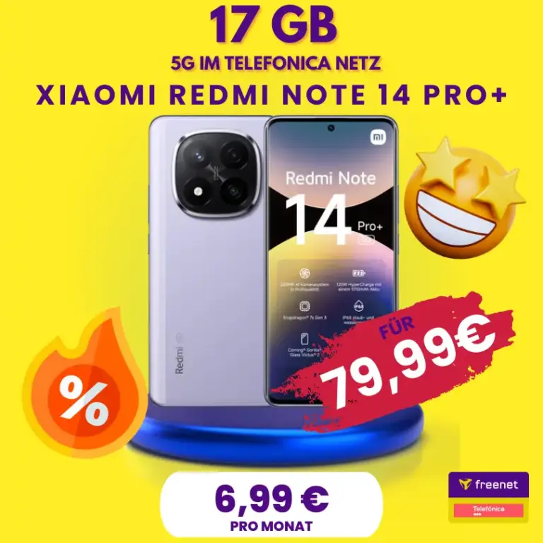 Xiaomi Redmi Note 14 Pro + 17GB O2 📱 nur 11,99€