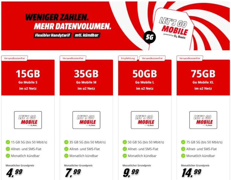 📱 Let's Go Mobile: O2-Tarife ab 4,99€ | monatlich kündbar