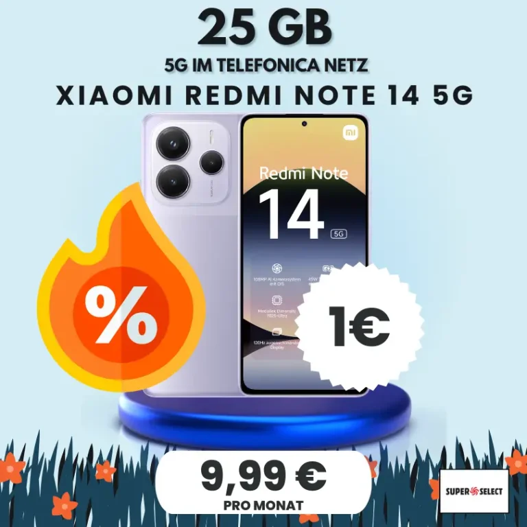 Xiaomi Redmi Note 14 5G + 25GB ab 3,15€/mtl. 📱💰