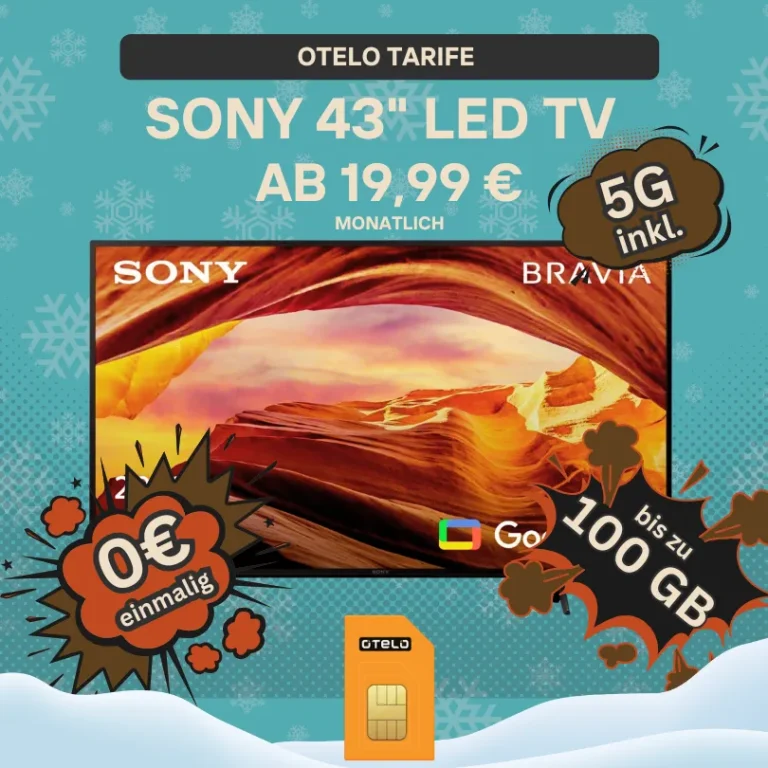 📺 Sony 4K TV geschenkt: Otelo Tarif mit -1,47€ effektiv!