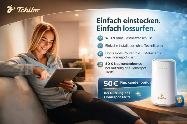 Tchibo Mobil Homespot: 100–300 GB 5G ohne Vertragsbindung