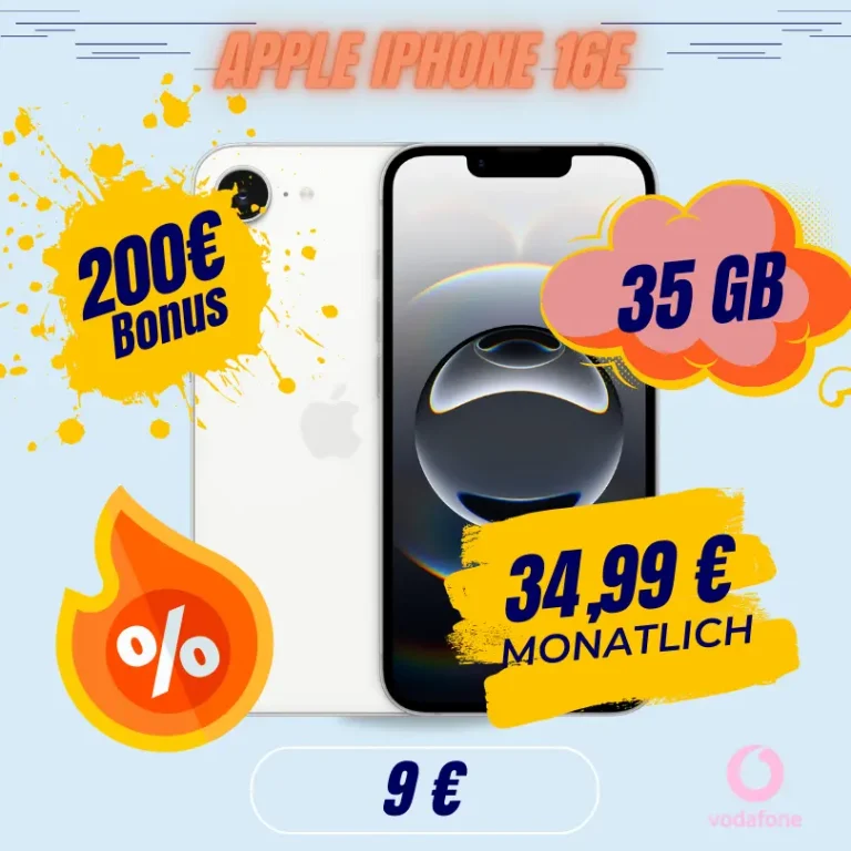 iPhone 16e + Vodafone 35GB für nur 3,07€ eff.! 📱💰