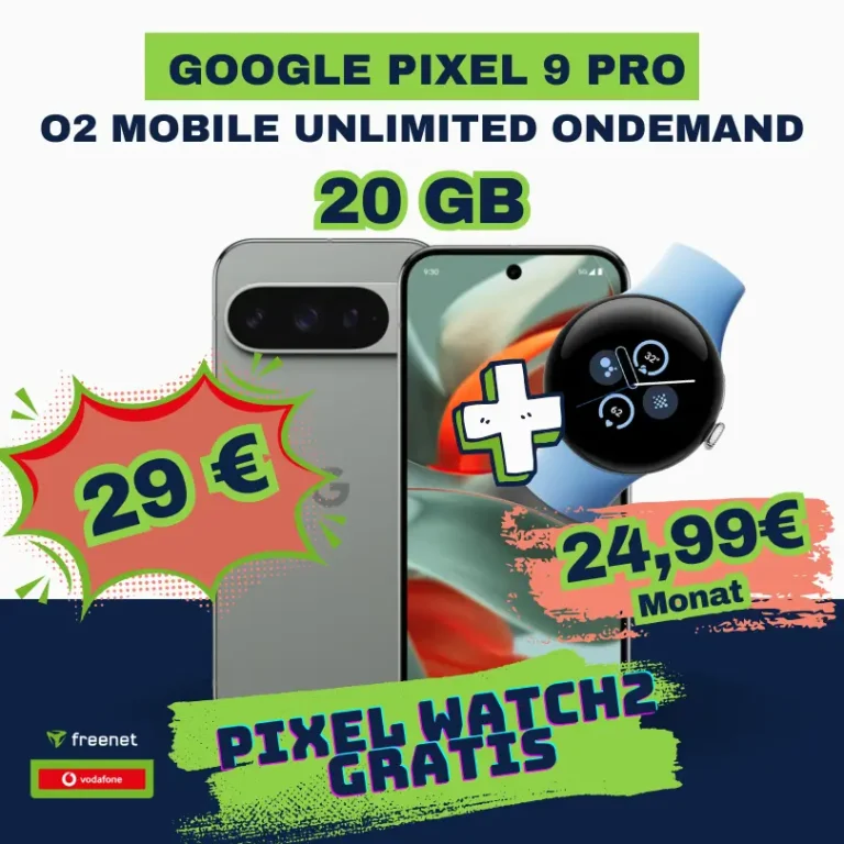🔥 Pixel 9 Pro + Watch 2: 20GB Vodafone eff. -18,30€/mtl.