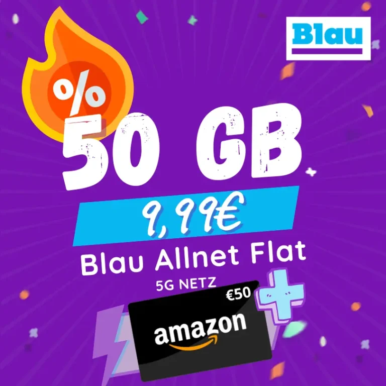🔥 Blau 50GB Deal: 9,99€/mtl + 50€ Amazon-GS (o2) 📱
