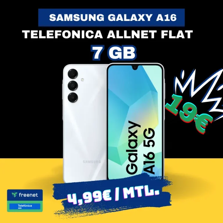 📱 Galaxy A16 5G: 4,99€ mtl. + 7GB | eff. 1,54€ Telefónica