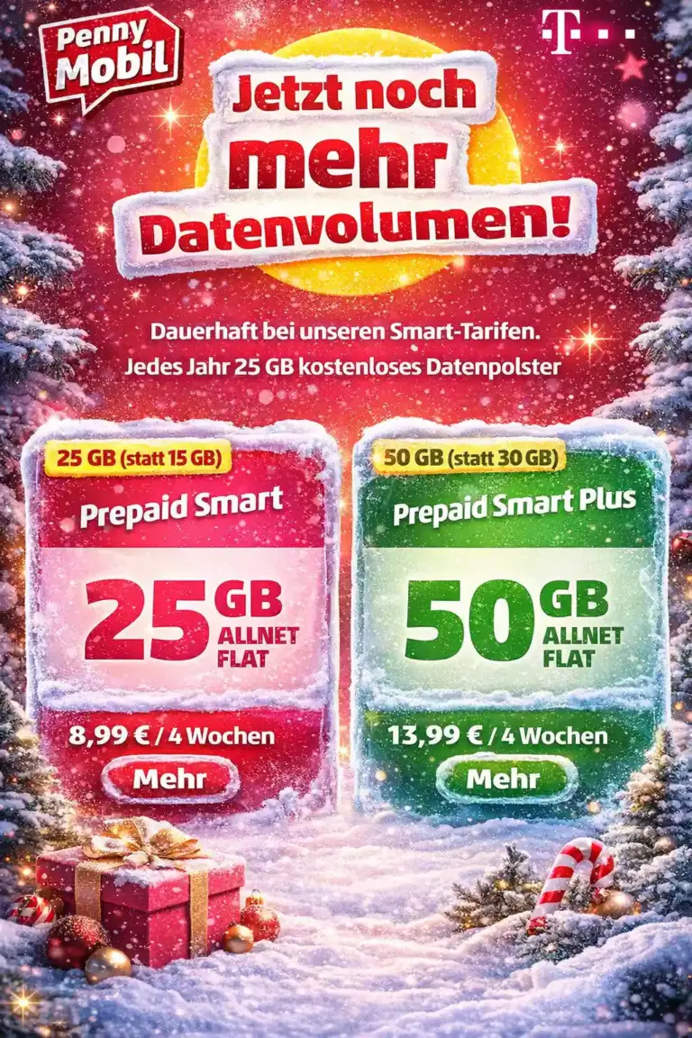 Penny Mobil Prepaid 📱 25-100 GB Telekom 5G ab 8,99€
