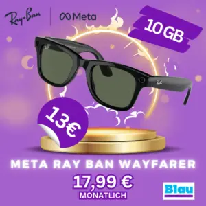 🔥 Ray-Ban Meta Wayfarer + 5GB Blau-Tarif: 3,82€/mtl!