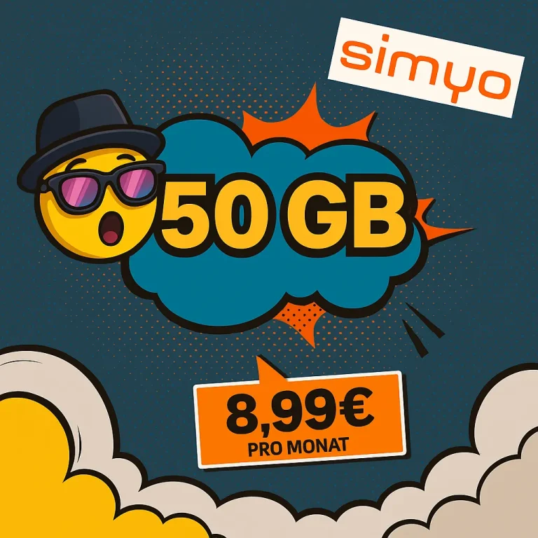 📱 simyo L: 50GB 5G o2-Netz 8,99€ + 24€ Cashback