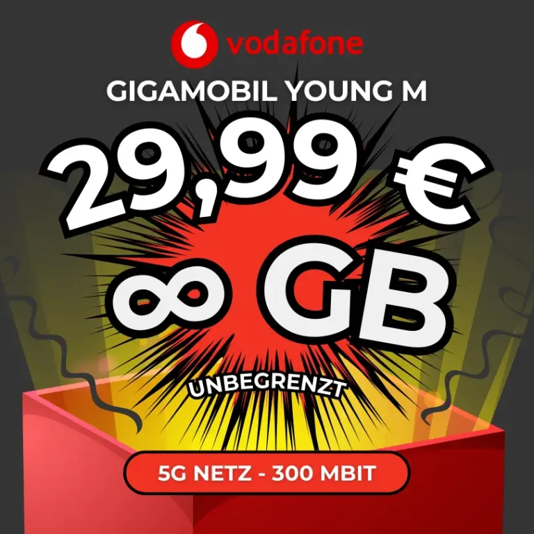 📱 Vodafone Young M: Unlimited 5G für 29,99€ - 25% Rabatt