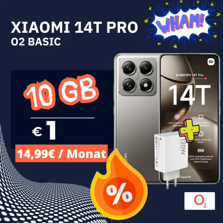 📱 Xiaomi 14T Pro O2 Bundle: 10GB, 14,99€, eff. -5,05€