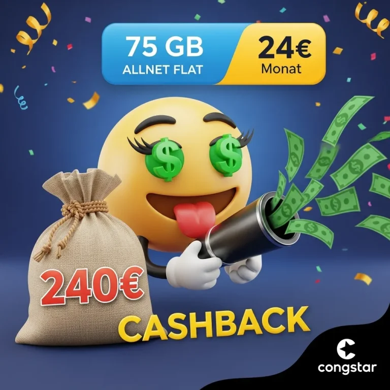 📱 Congstar 75GB nur 14,63€ eff. im Telekom-Netz + 240€
