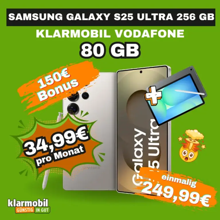 📱 Galaxy S25 Ultra + Tab gratis: 80GB nur 34,99€ mtl.!