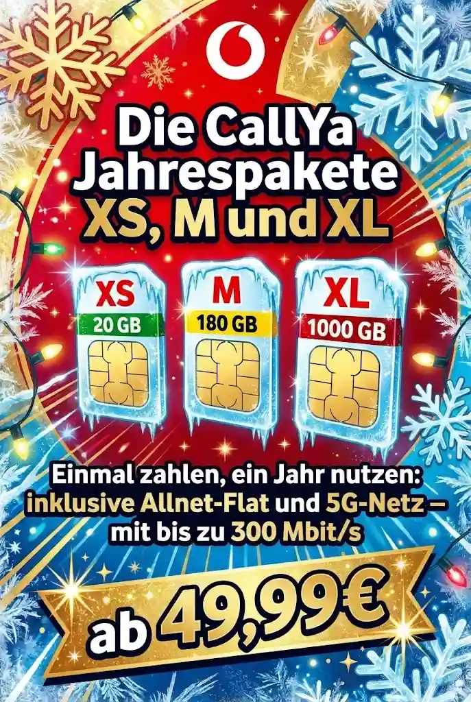 CallYa Jahrespakete 2025 ✓ Bis 1.000 GB 5G ab 49,99 €
