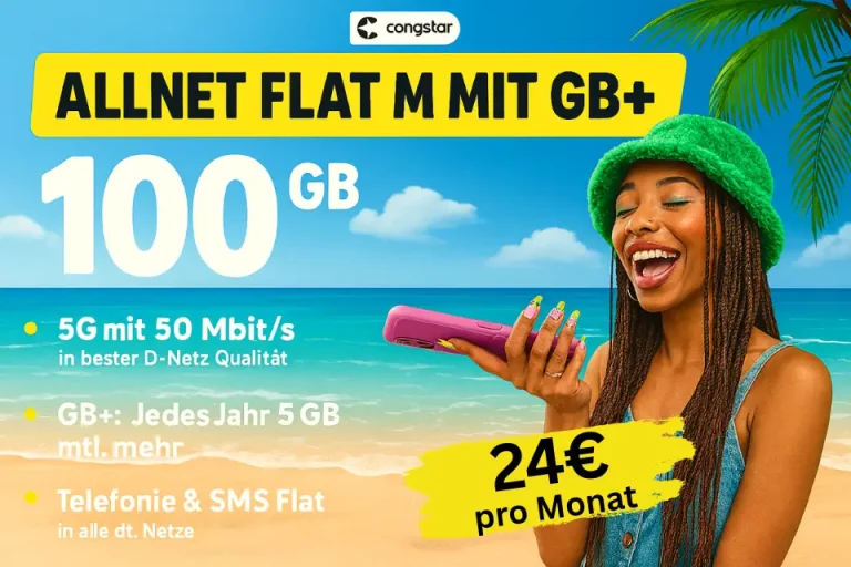 📱 congstar 100GB nur 24€ - Telekom 5G Flat M Update