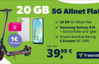 📱 Red Bull eScooter + Samsung A16 + Telekom 20GB eff. -1,47€