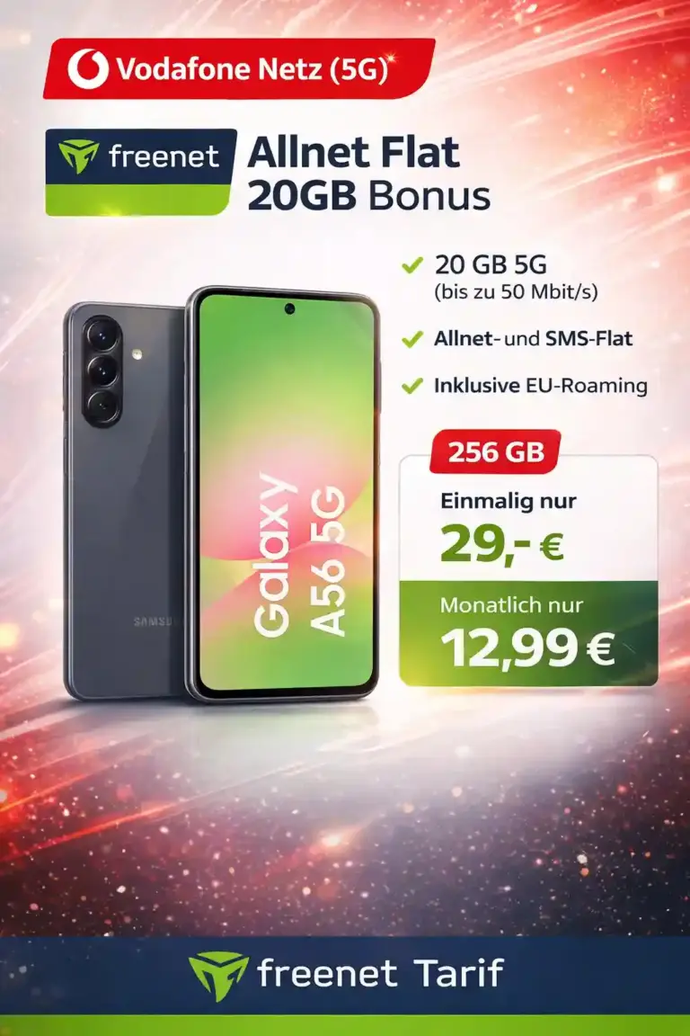 Samsung Galaxy A56 für nur 29€! 20 GB Vodafone ab 12,99€