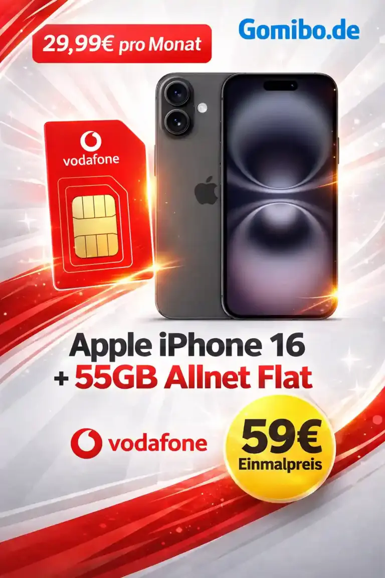 📱 iPhone 16 + 45 GB 5G für 0,82 €/Monat mit 150€ Bonus