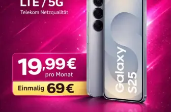 📱 Galaxy S25 + 20 GB Telekom-Netz für eff. -1,85€/Monat ✓