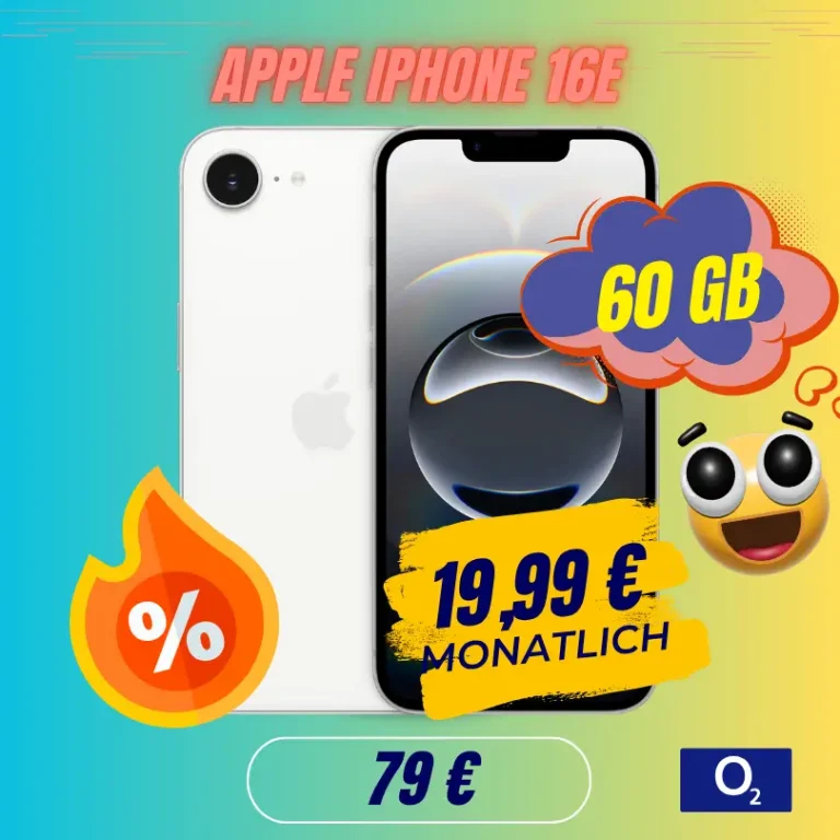 📱iPhone 16e O₂ 60GB nur 19,99€ | eff. 0,40€ 🔥