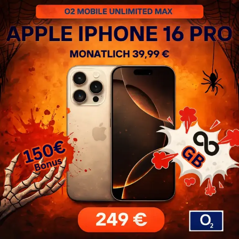 🔥 iPhone 16 Pro + O₂ Unlimited ab 3,12€ mtl.