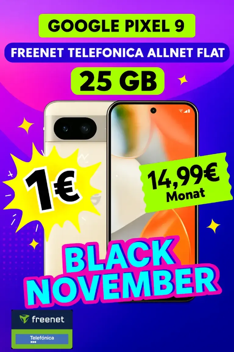 📱 Pixel 9 für 1€ + 25GB O2 nur 14,99€ eff. -3,62€