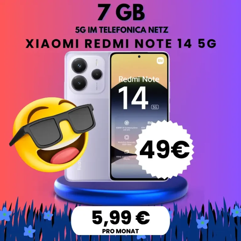 📱 Xiaomi Note 14 5G + 7GB o2 nur 5,99€ - Eff. -0,75€