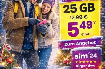 📱 sim24 25 GB für 5,49 € + 2 Freimonate ✅ Weihnachtsdeal