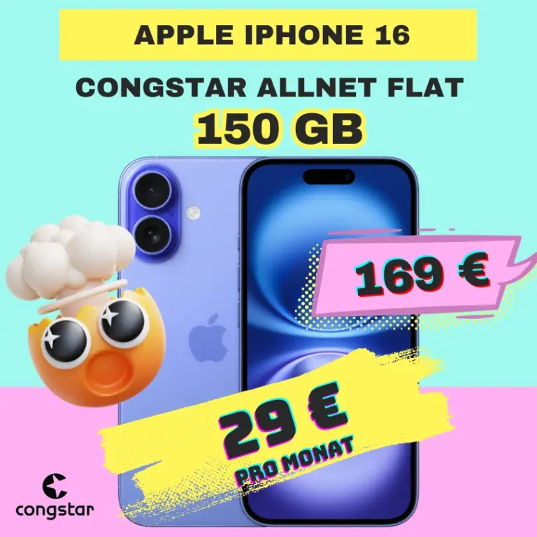 iPhone 16 für 169€ mit Congstar L 150GB = 4€ Effektiv 📱