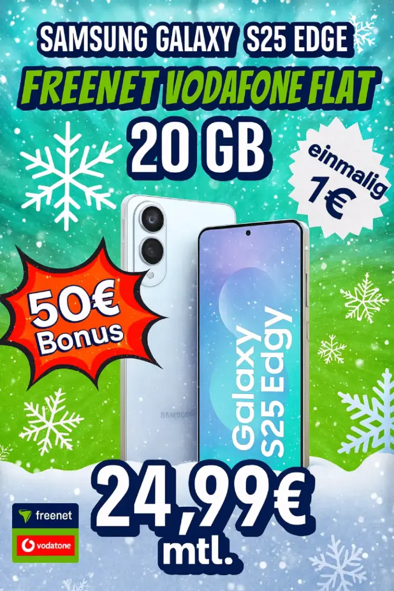 Galaxy S25 Edge + 20 GB Vodafone ⭐ nur 1 € & 24,98 €/Mon. ⭐
